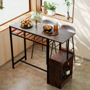 Rectangular Bar Table with Charging Station and LED Light-Rustic Brown by LJGDeals