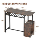 Rectangular Bar Table with Charging Station and LED Light-Rustic Brown by LJGDeals