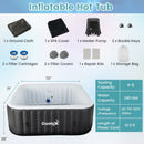 Rectangular Blowup Pool Hottub with 130 Air Jets for 4-6 Person-Black by LJGDeals
