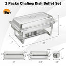 2 Packs Chafing 9 Quart Stainless Rectangular Chafer Buffet
