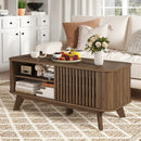 Rectangular Coffee Table with Storage and Adjustable Shelves-Walnut by LJGDeals