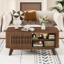 Rectangular Coffee Table with Storage and Adjustable Shelves-Walnut by LJGDeals