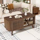 Rectangular Coffee Table with Storage and Adjustable Shelves-Walnut by LJGDeals