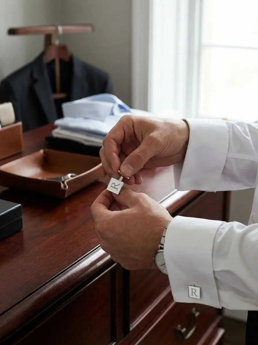 Rectangular Cuff Links, installed in a room