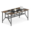 Rectangular Meeting Table with Mesh Storage Shelf and Cable Grommet-Rustic Brown by LJGDeals