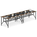 Rectangular Meeting Table with Mesh Storage Shelf and Cable Grommet-Rustic Brown by LJGDeals