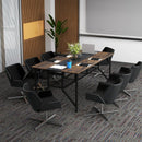 Rectangular Meeting Table with Mesh Storage Shelf and Cable Grommet-Rustic Brown by LJGDeals