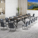Rectangular Meeting Table with Mesh Storage Shelf and Cable Grommet-Rustic Brown by LJGDeals