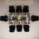 Rectangular Meeting Table with Mesh Storage Shelf and Cable Grommet-Rustic Brown by LJGDeals
