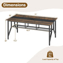 Rectangular Meeting Table with Mesh Storage Shelf and Cable Grommet-Rustic Brown by LJGDeals