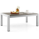 Modern Rectangular Patio Coffee Table with Plastic Wood Tabletop and Rustproof Aluminum Frame-Gray by LJGDeals