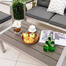 Modern Rectangular Patio Coffee Table with Plastic Wood Tabletop and Rustproof Aluminum Frame-Gray by LJGDeals