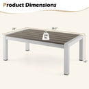 Modern Rectangular Patio Coffee Table with Plastic Wood Tabletop and Rustproof Aluminum Frame-Gray by LJGDeals