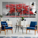 Red Autumn Tree Canvas Wall Art Print Autumn Art Black and by MyGreatCanvas | Canvas Wall Art Prints | Photo Prints & Wall Decor