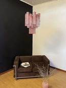 Red Cloud-Patterned Glass Chandelier