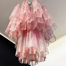 Red Cloud-Patterned Glass Chandelier