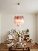 Gradient Red Murano Glass Tube Chandelier