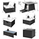 9 Pieces Outdoor Wicker Sectional with 35 Inch Gas Fire Pit Table by LJGDeals