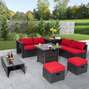 9 Pieces Patio Furniture Set with 32‚Äù Fire Pit Table and 50000 BTU Square Propane Fire Pit by LJGDeals