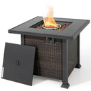 9 Pieces Patio Furniture Set with 32‚Äù Fire Pit Table and 50000 BTU Square Propane Fire Pit by DirectDeals