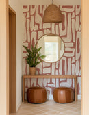 Terracotta Abstract Shapes Wallpaper – Modern Red & White