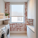 Terracotta Abstract Shapes Wallpaper – Modern Red & White