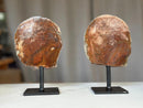 Red Jasper Slice on Stand SET, 7 in Tall Crystals in metallic base, Unique home decoration, rare finds mineral formations