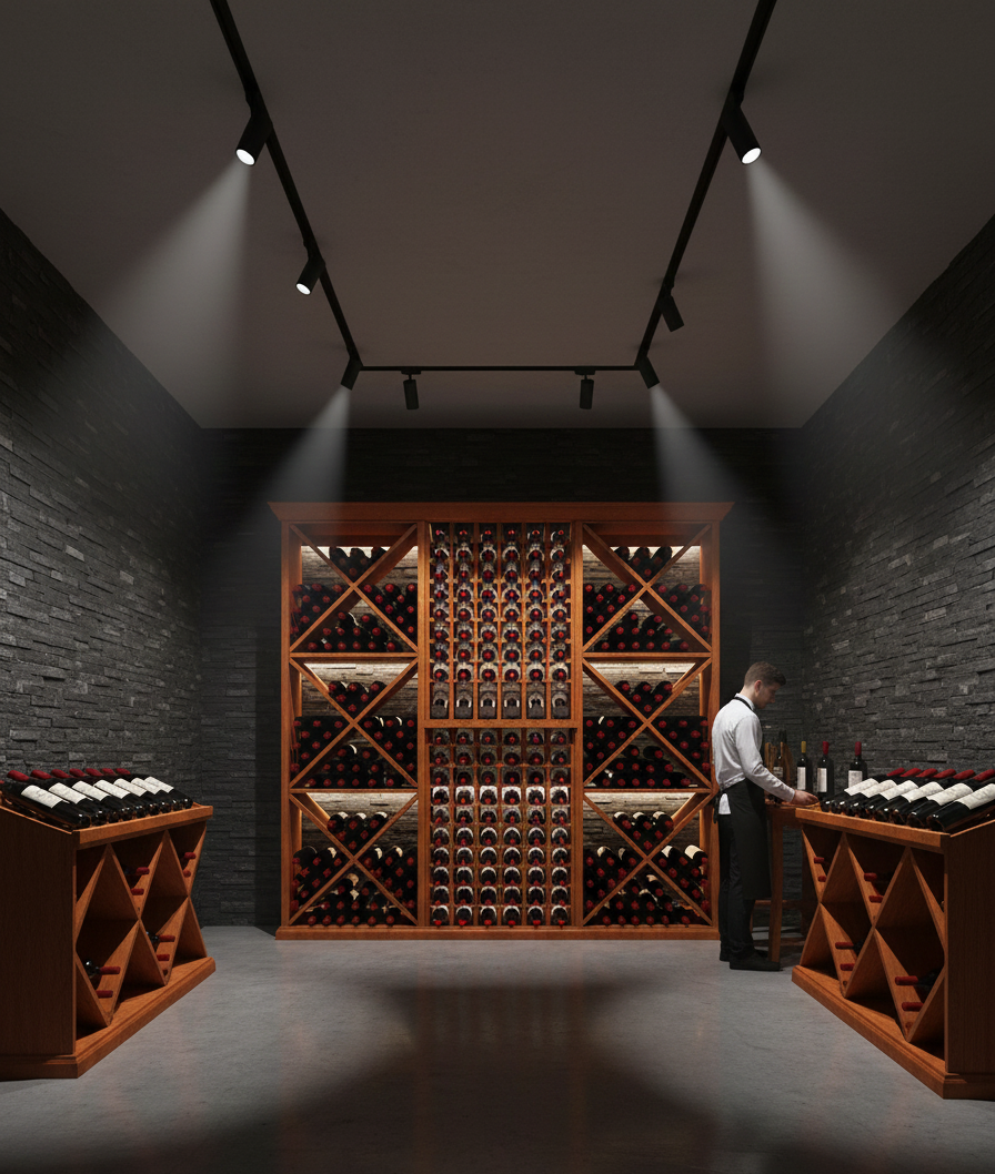 7 Foot Wine Cellar Storage System | 388 Bottle Capacity, installed in a room
