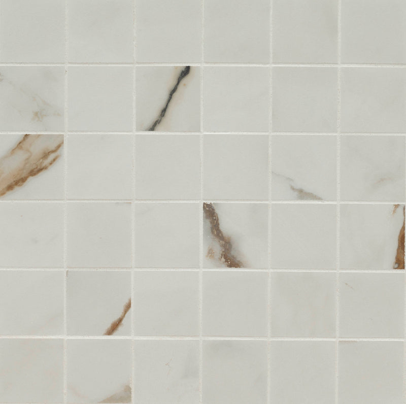 MSI Calacatta Marbella Matte Porcelain Mosaic Wall and Floor Tile 2"x2" - Regallo Collection