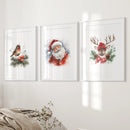 Christmas Print Set of 3: Santa, Reindeer, Holiday Wall Art by Wall Art Set