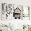 Christmas Theme Wall Art Set. Reindeer, Log Cabin, Forest by Wall Art Set