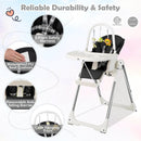 4-in-1 Foldable Baby High Chair with 7 Adjustable Heights and Free Toys Bar by LJGDeals