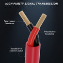 1/4" to 1/4 Speaker Cable by FAT TOAD - 50ft Professional Pro Audio Red DJ Speaker PA Patch Cord Quarter inch Male Jack - 12 AWG Gauge Wire for Studio