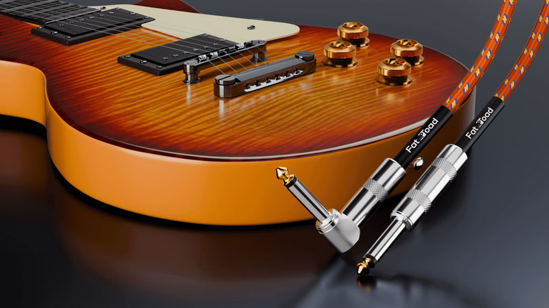 16 PACK - FAT TOAD Guitar Cords Right Angle to Straight-End Instrument Cable Tweed Cloth Jacket | Braided Woven 20FT 1/4 Inch Jack TS for Electric Guitar, Bass, AMP | Shielded 24 AWG Patch Conductor