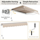 12 x 10 Feet Patio Retractable Awning Aluminum Sunshade Shelter-Beige by LJGDeals
