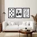 Black and White 8 Ball Cherry Art Set of 3 Prints by Wall Art Set
