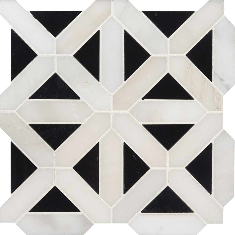 MSI Retro Fretwork Polished Marble Mosaic Tile 12"x12"