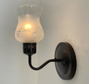 RETRO Etched Antique 1960's Glass Wall Sconce Light Fixture