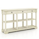 58 Inch Retro Console Table with 3 Drawers and Open Shelves Rectangular Entryway Table by LJGDeals