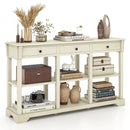 58 Inch Retro Console Table with 3 Drawers and Open Shelves Rectangular Entryway Table by LJGDeals