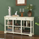 58 Inch Retro Console Table with 3 Drawers and Open Shelves Rectangular Entryway Table by LJGDeals