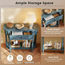 Retro Console Table 36"L Wooden 2-Tier Narrow Behind Couch Foyer Table by LJGDeals