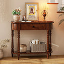 Retro Console Table 36"L Wooden 2-Tier Narrow Behind Couch Foyer Table by LJGDeals