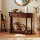 Retro Console Table 36"L Wooden 2-Tier Narrow Behind Couch Foyer Table by LJGDeals