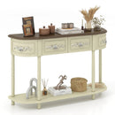 Retro Curved Console Table with Drawers and Solid Wood Legs-Beige by LJGDeals