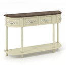 Retro Curved Console Table with Drawers and Solid Wood Legs-Beige by LJGDeals