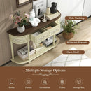 Retro Curved Console Table with Drawers and Solid Wood Legs-Beige by LJGDeals