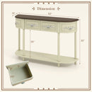 Retro Curved Console Table with Drawers and Solid Wood Legs-Beige by LJGDeals