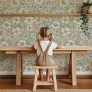 Sage Green Watercolor Retro Floral Wallpaper