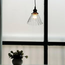 Retro Ribbed Glass Pendant Light